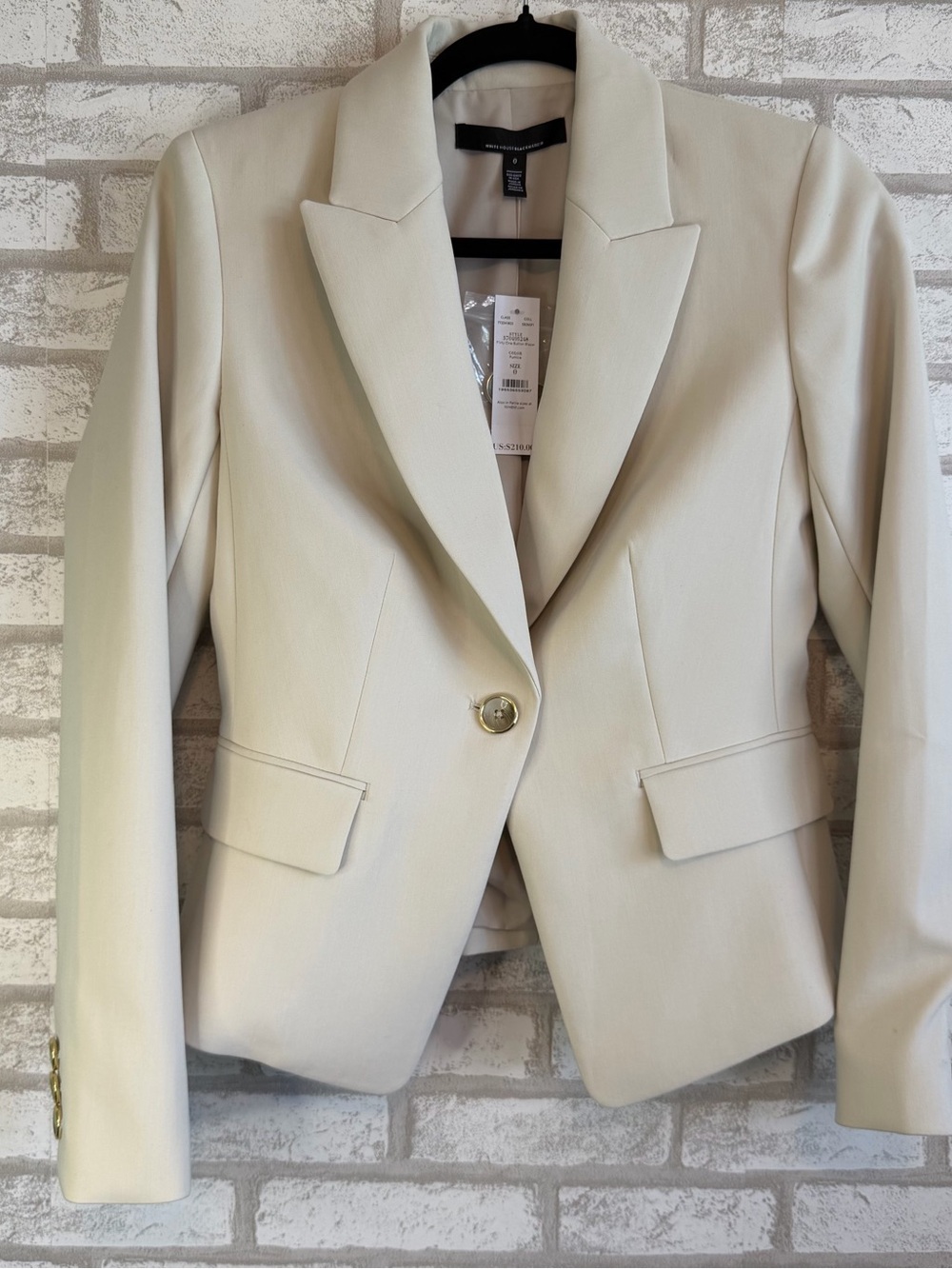 WHBM One Button Blazer Ivory Pumice Jacket NWT Women’s Size 0 Career Chic Coat - Picture 1 of 15